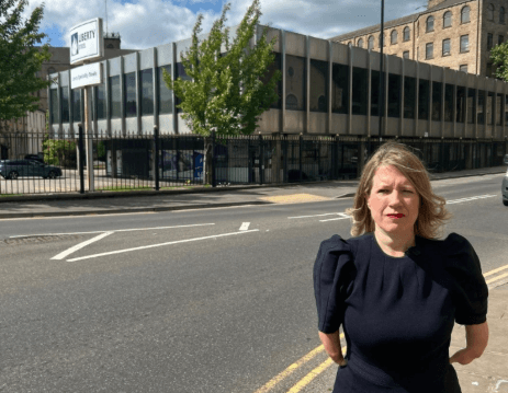 Marie Tidball MP outside Stocksbridge Speciality Steels