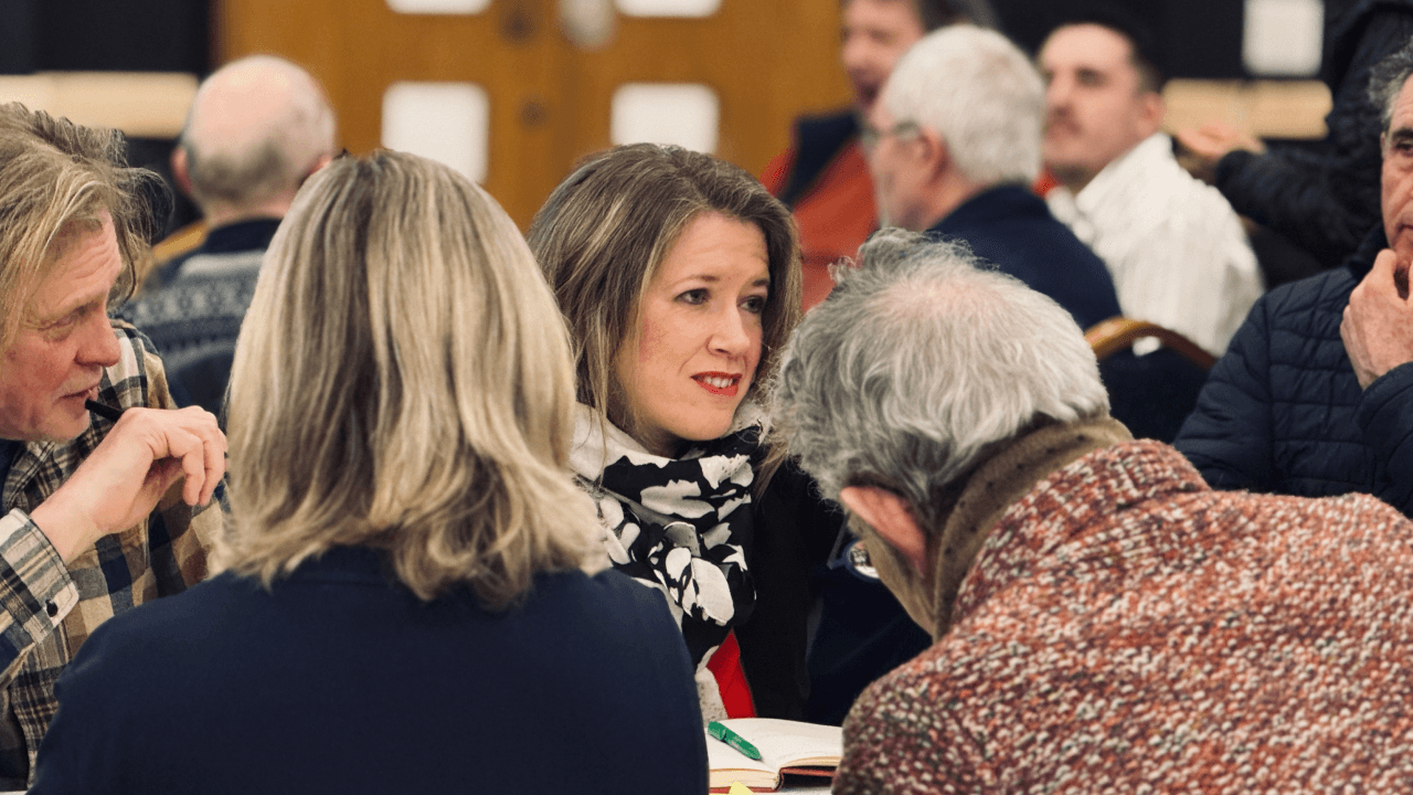 Marie Tidball talking to constituents